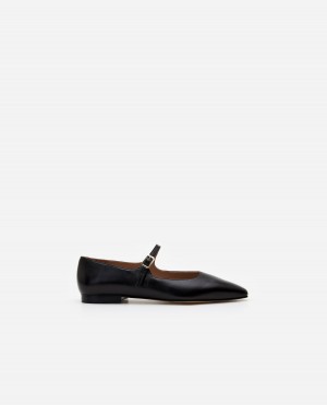 Ballerine Flattered Camila Cuir Chaussures Noir | FRFRX65734