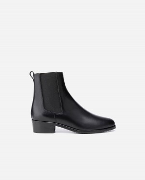 Botte Flattered Lucile Cuir Chaussures Noir | FRJZR48081