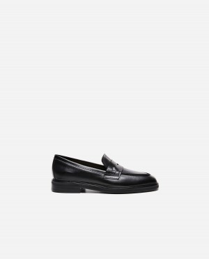 Mocassin Flattered Sara Cuir Chaussures Noir | GFREC76953