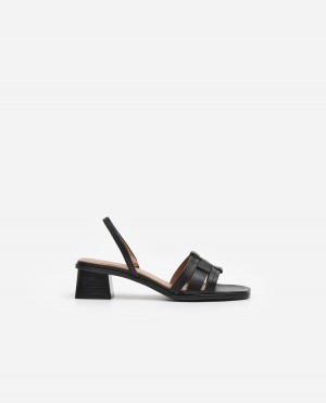 Talons Flattered Freja Cuir Chaussures Noir | FRJVR15509