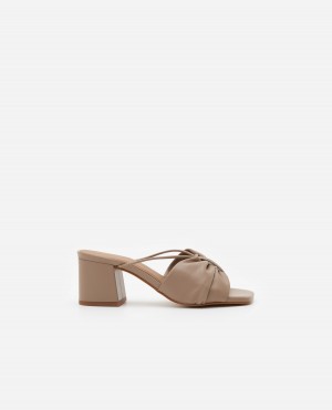 Talons Flattered Olivia Cuir Chaussures Beige | MFRFT76997