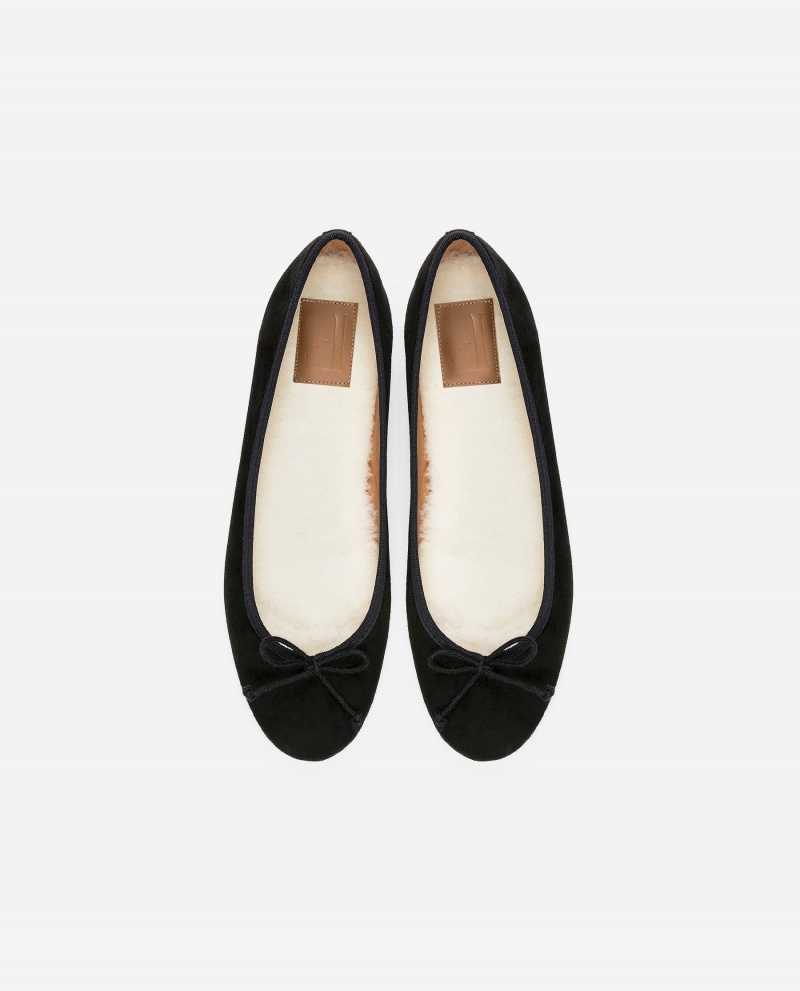 Ballerine Flattered Anna Daim Chaussures Noir | LFRSX73142