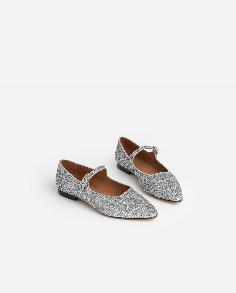 Ballerine Flattered Camila Textile Chaussures Argent | GFRUC82726