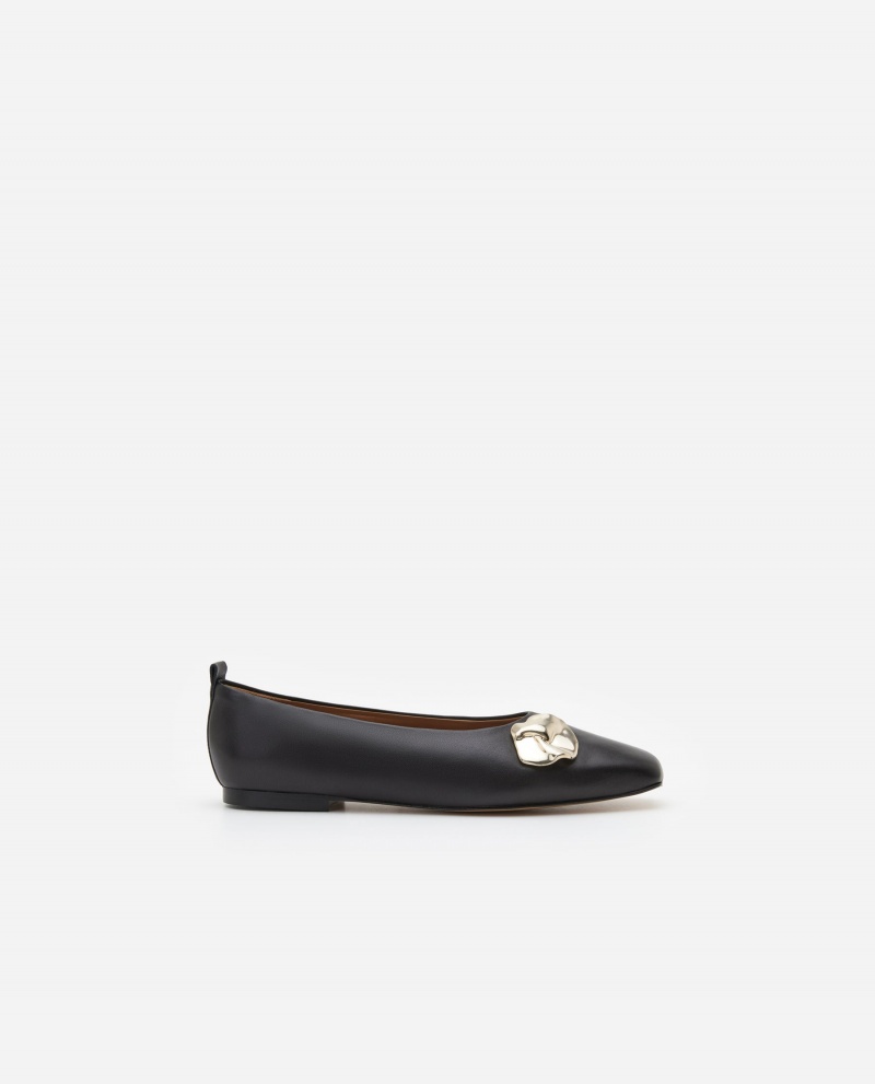 Ballerine Flattered Natasha Cuir Chaussures Noir | FRICD73259