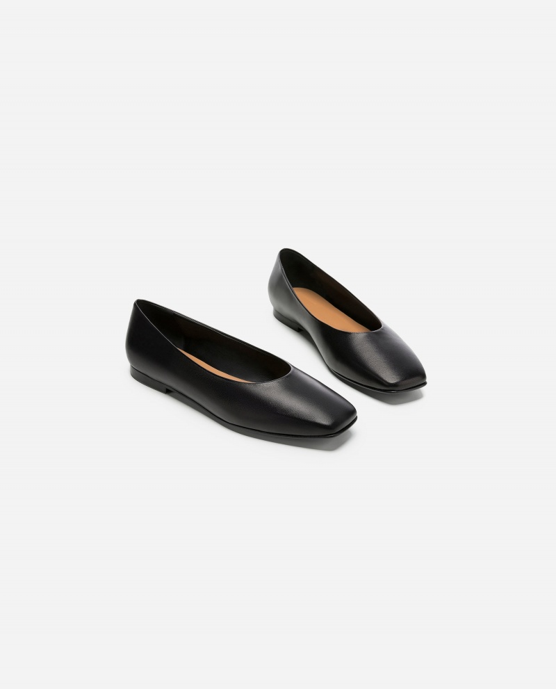 Ballerine Flattered Nikki Cuir Chaussures Noir | FRDYB93216