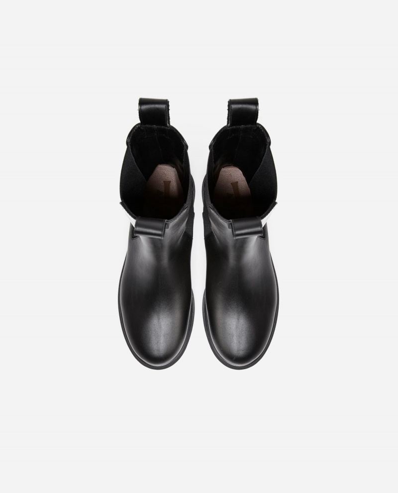 Botte Flattered Lia Cuir Chaussures Noir | FRICD89193