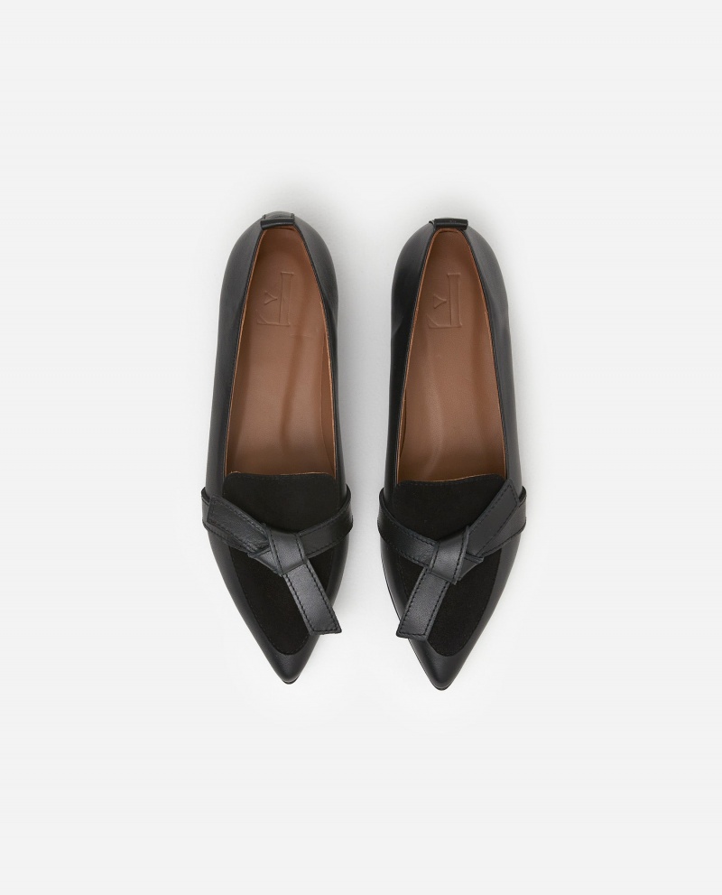 Mocassin Flattered Ally Cuir/Daim Chaussures Noir | SFRNY99994