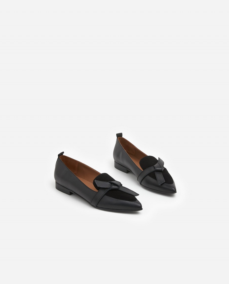 Mocassin Flattered Ally Cuir/Daim Chaussures Noir | SFRNY99994