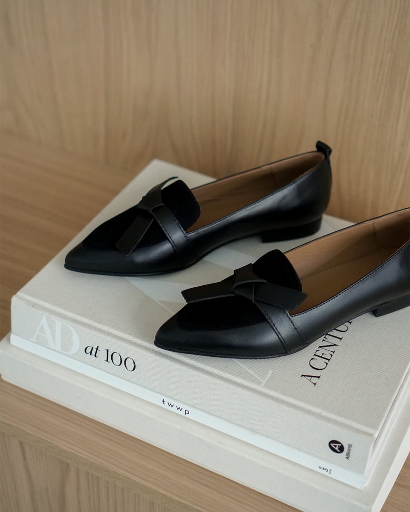 Mocassin Flattered Ally Cuir/Daim Chaussures Noir | SFRNY99994