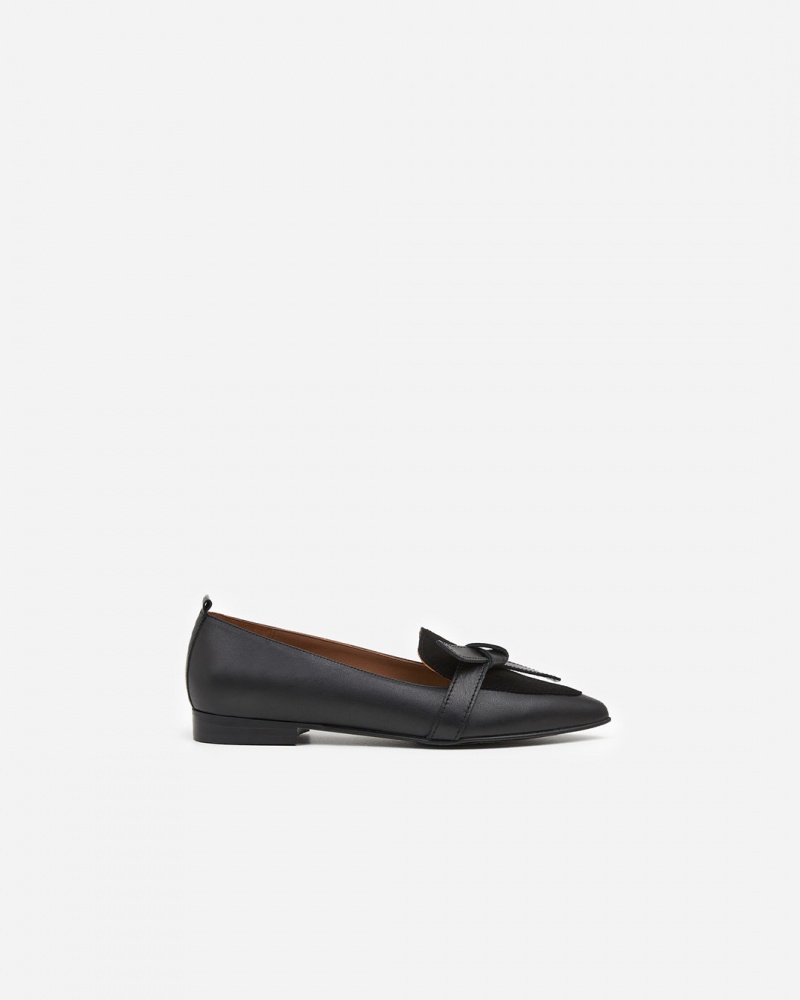 Mocassin Flattered Ally Cuir/Daim Chaussures Noir | SFRNY99994