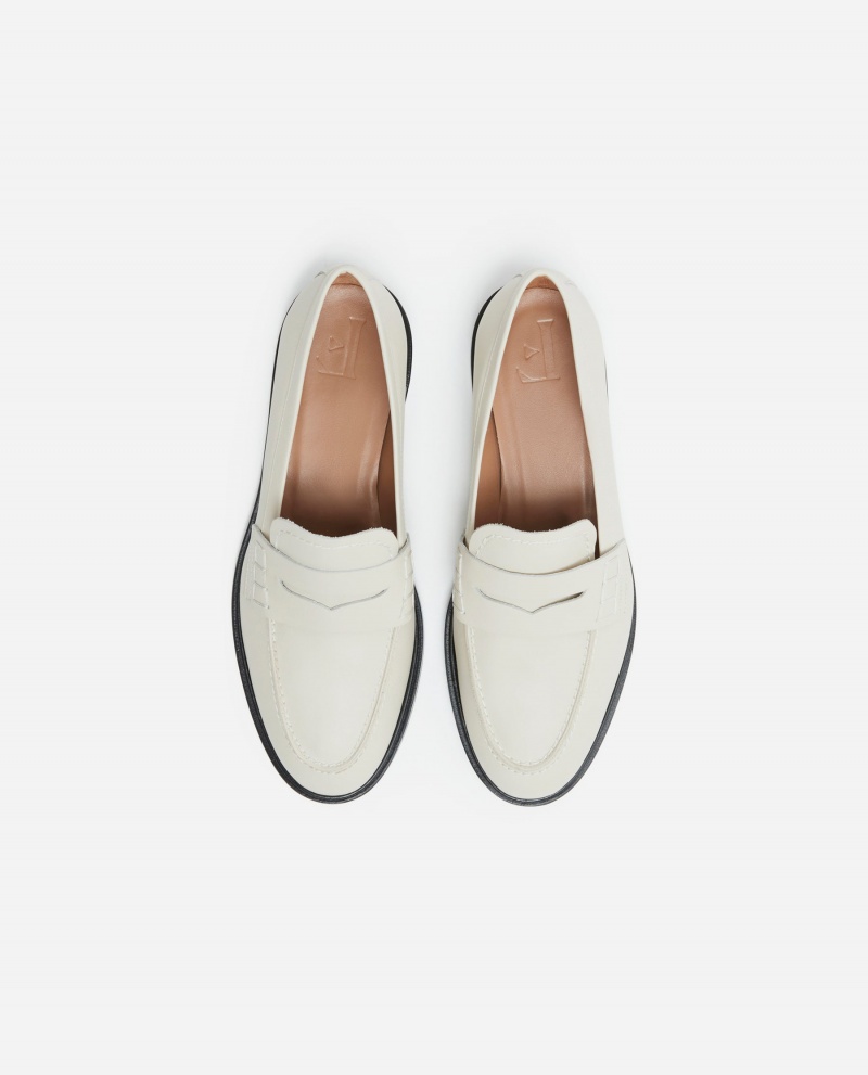 Mocassin Flattered Sara Cuir Chaussures Blanche | PFRER87441