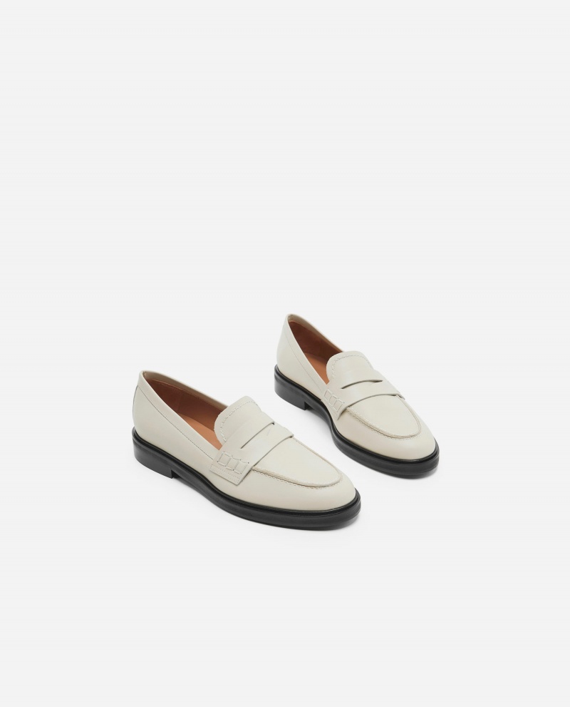 Mocassin Flattered Sara Cuir Chaussures Blanche | PFRER87441