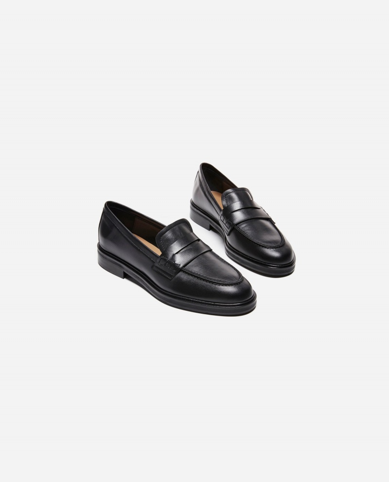 Mocassin Flattered Sara Cuir Chaussures Noir | GFREC76953