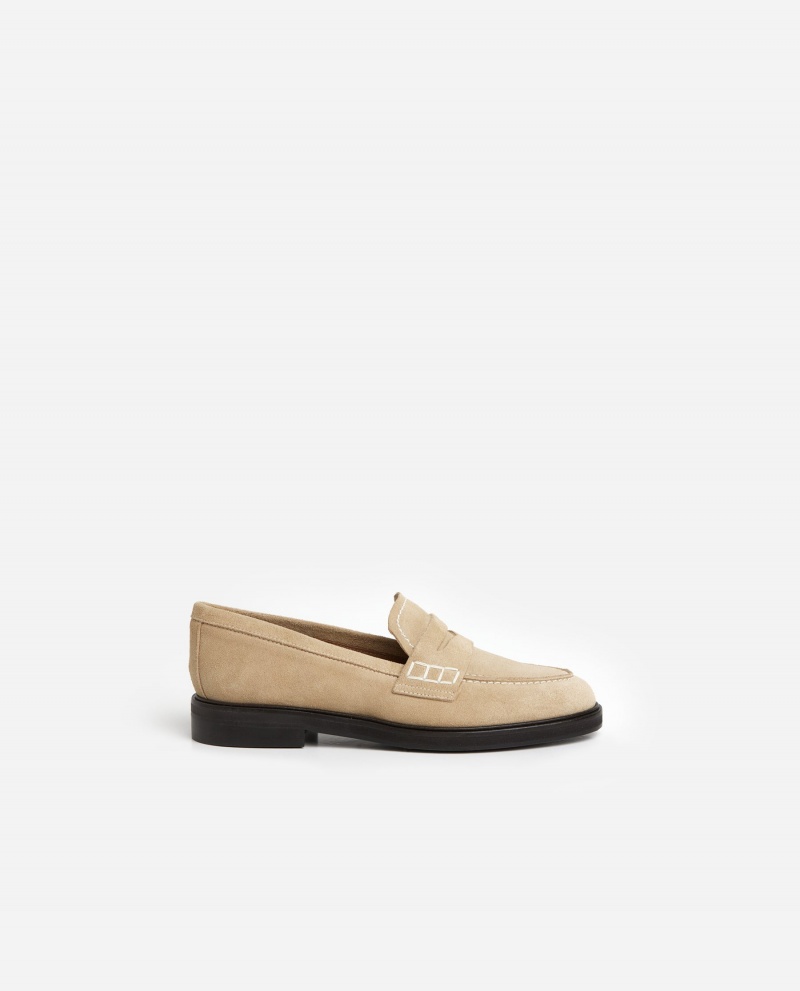 Mocassin Flattered Sara Daim Chaussures Beige | FRCVG56247