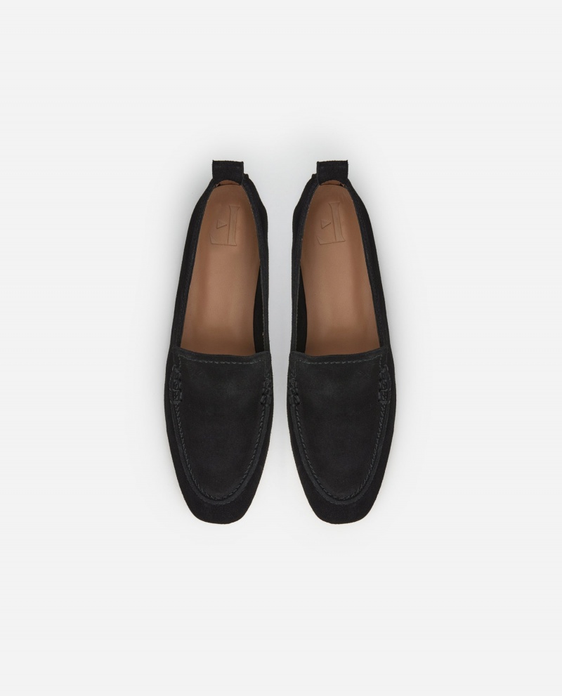 Mocassin Flattered Vida Daim Chaussures Noir | QFRWA71959