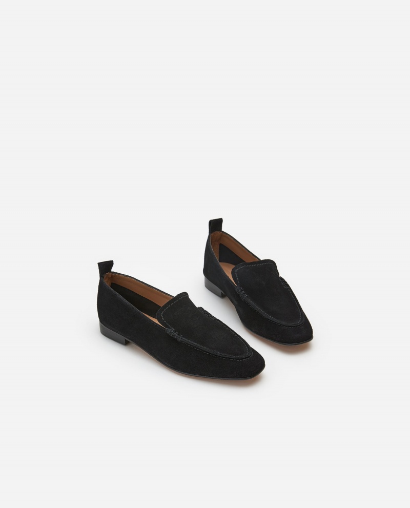 Mocassin Flattered Vida Daim Chaussures Noir | QFRWA71959