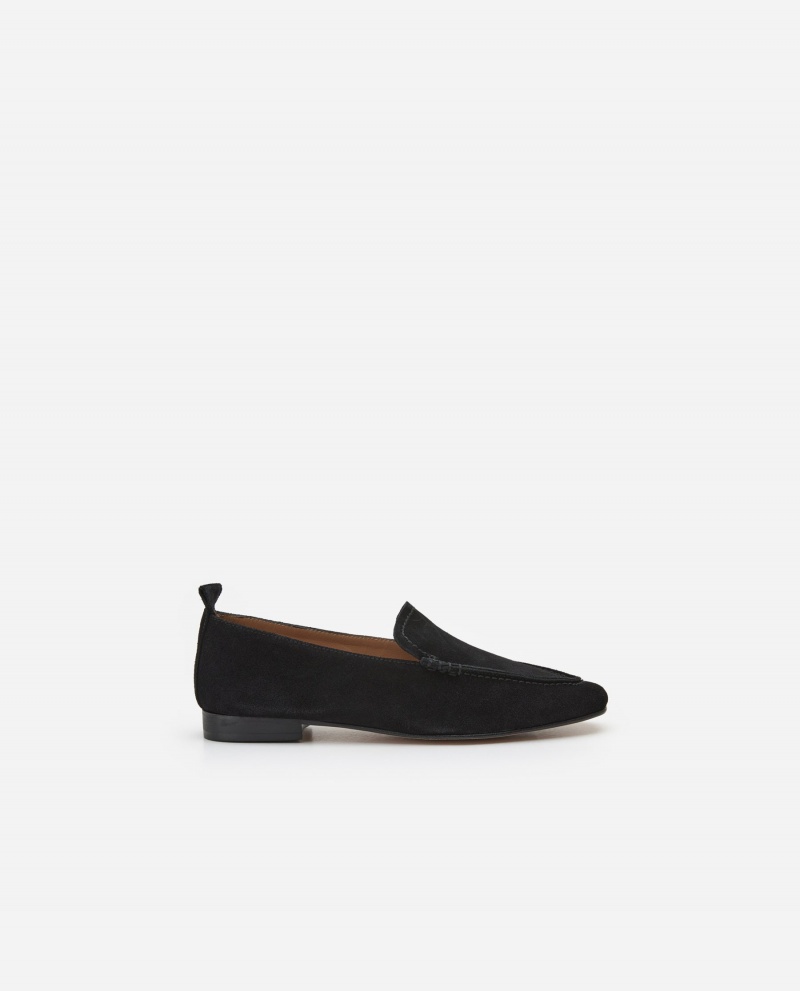 Mocassin Flattered Vida Daim Chaussures Noir | QFRWA71959