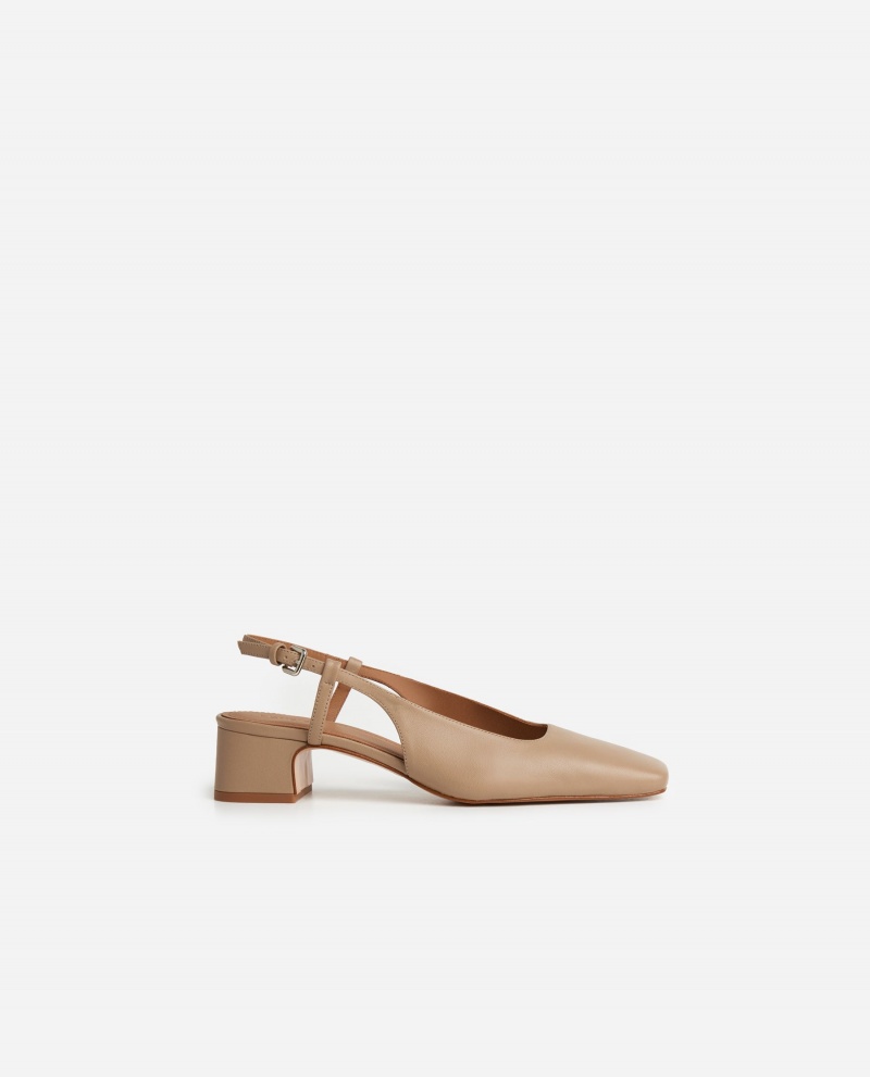 Talons Flattered Elin Cuir Chaussures Beige | FRDYB50720