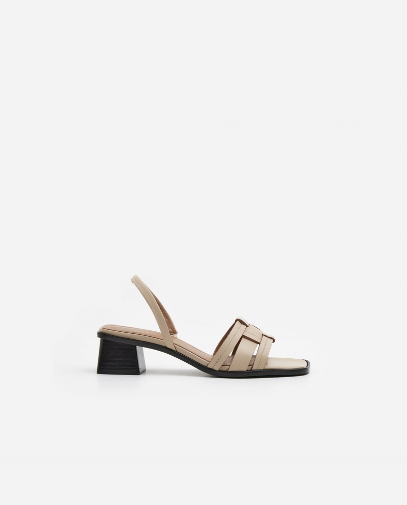 Talons Flattered Freja Cuir Chaussures Beige | ZFRNQ95283